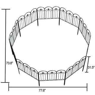 Kingdely 20 ft. W x 31.5 in. H Black Steel Garden Fence Panel Rustproof Decorative Garden Fence (10-Pack) WFKF170141-02