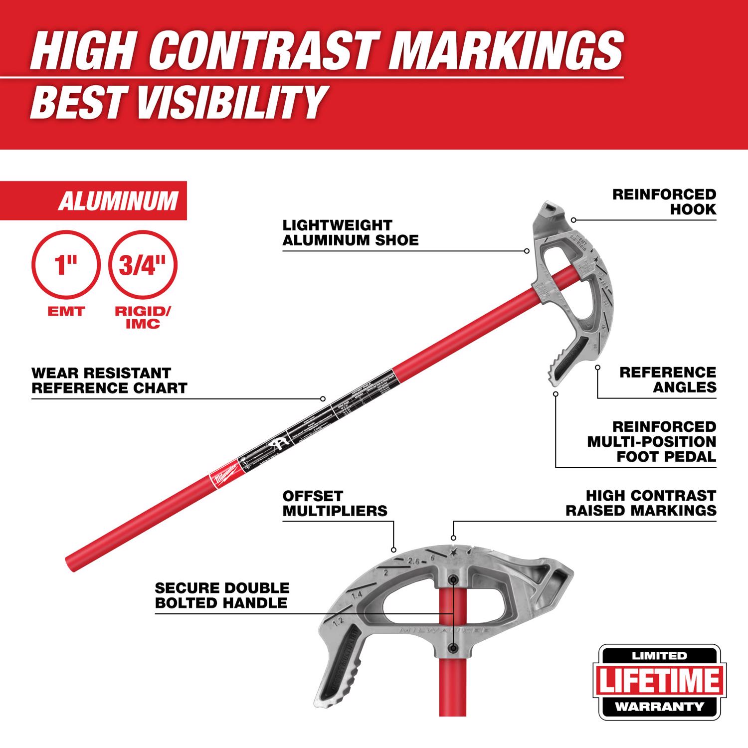 MW EMT 45.25 in. L Conduit Bender Aluminum/Steel