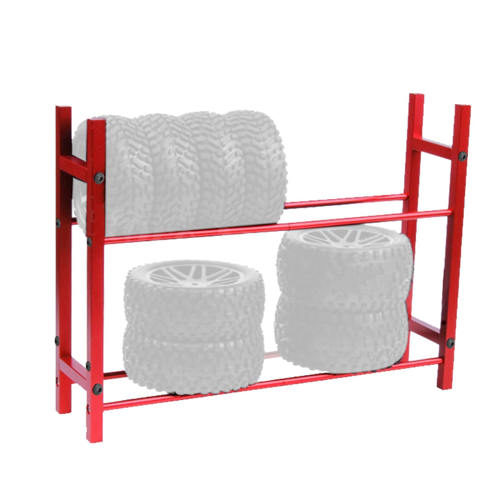 2tiers Rc Tyre Aluminum Alloy Shelf 1.9in Wheel Tire Storage Rack For Scx10 90046 D90 1/10 Model Crawler Carred