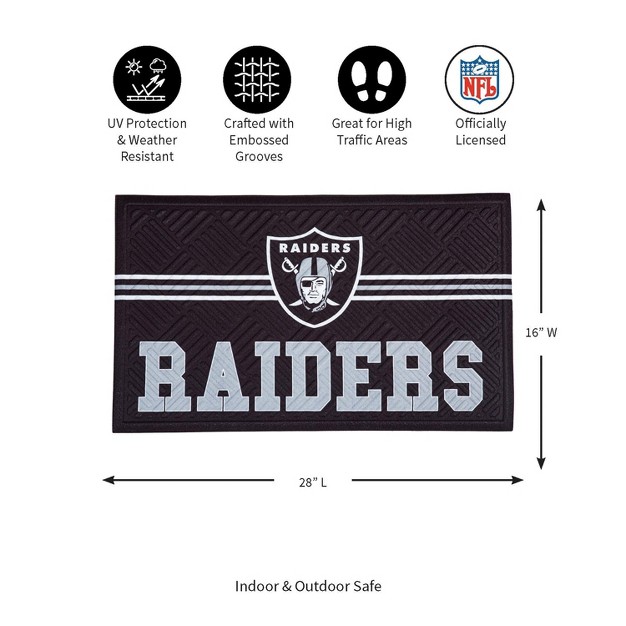 Evergreen Nfl Las Vegas Raiders Embossed Mat Cross Hatch Indoor And Outdoor Doormat