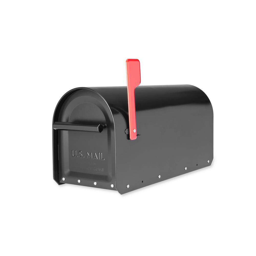 Architectural Mailboxes Sequoia Black Large Steel Heavy Duty Post Mount Mailbox 5560B-R-10