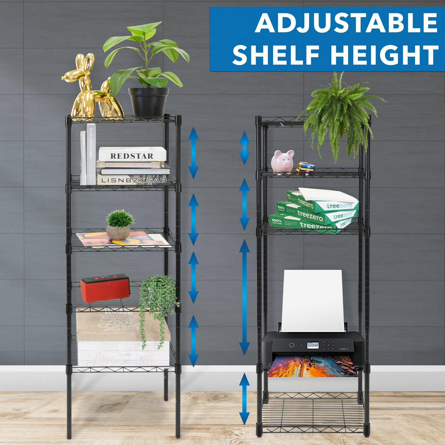 Mount-it! 16.5 W x 12 D x 48.5 H 5-Shelf Garage Shelves， Black