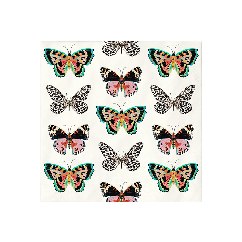 Hallmark  Butterflies on White Cocktail Napkins, Set of 16