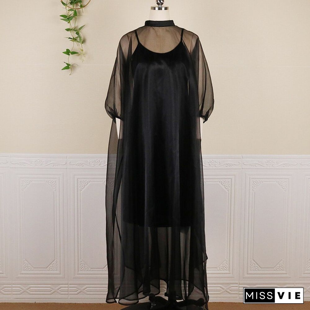 Sexy Women Oversize Dress Cover 2 Piece Outfits Loose Maxi Long Dresses Party Birthday Club Wear Spring Summer