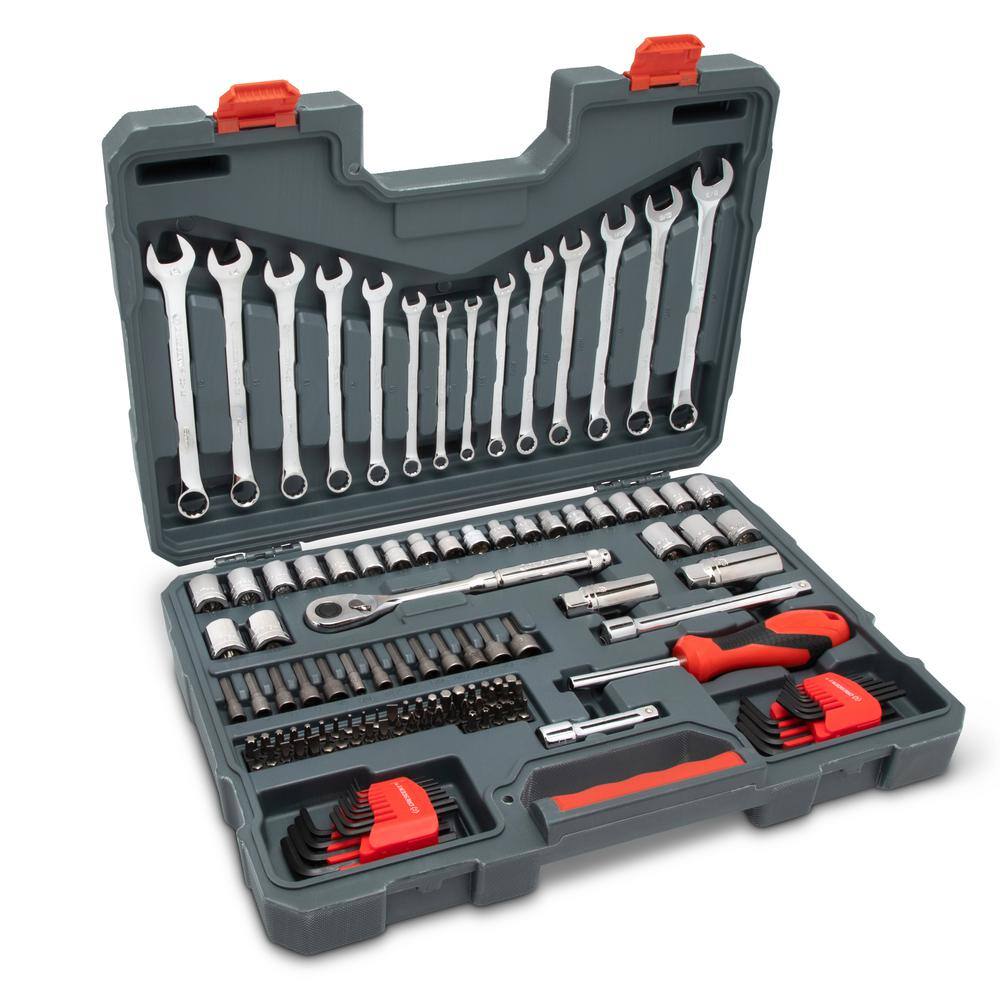 Crescent 38 in. Drive 12-Point Standard SAEMetric Mechanics Tool Set with Case (128-Piece) CTK128C