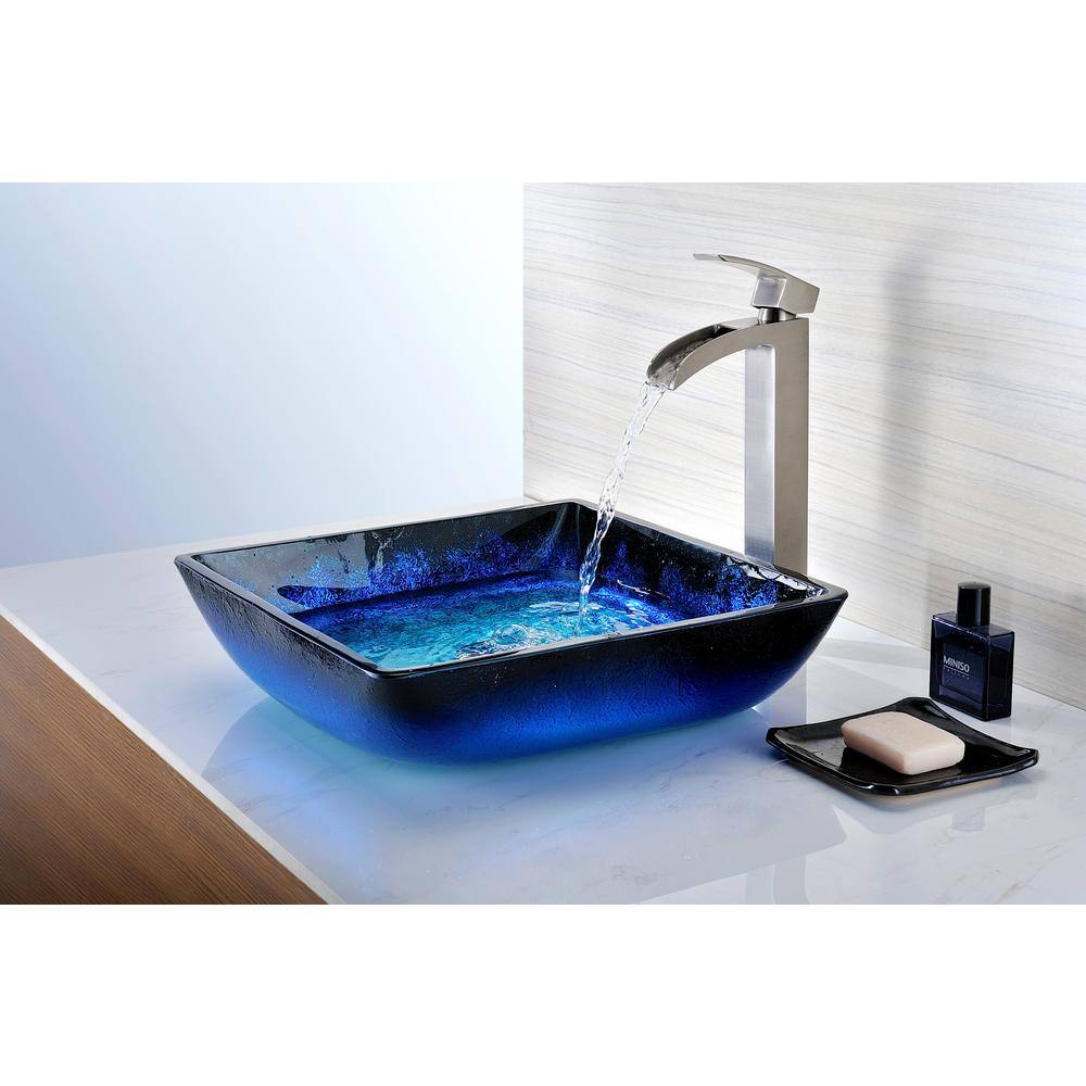 ANZZI Viace Series Deco-Glass Vessel Sink in Blazing Blue LS-AZ056