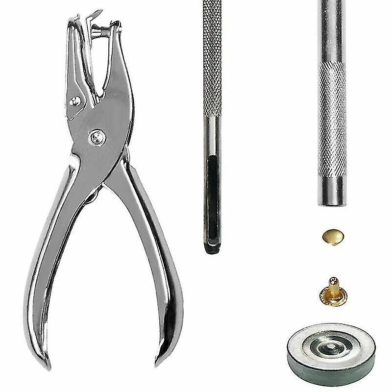 Leather Rivets Double Cap Metal Studs Fixing Tool and Hole Plier Kit.(silver+gold)(360pcs)