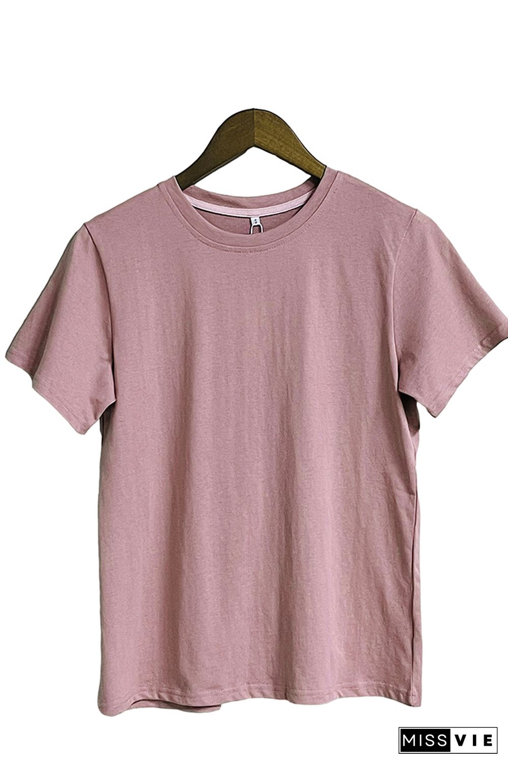 Solid Color O-neck Short Sleeve Tee Wholesale