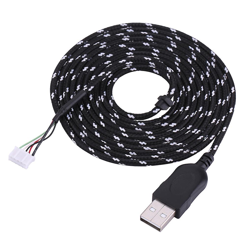 2.2 Meters Usb Cable Wire Line Replacement For Steelseries Kana Mouse Black+white