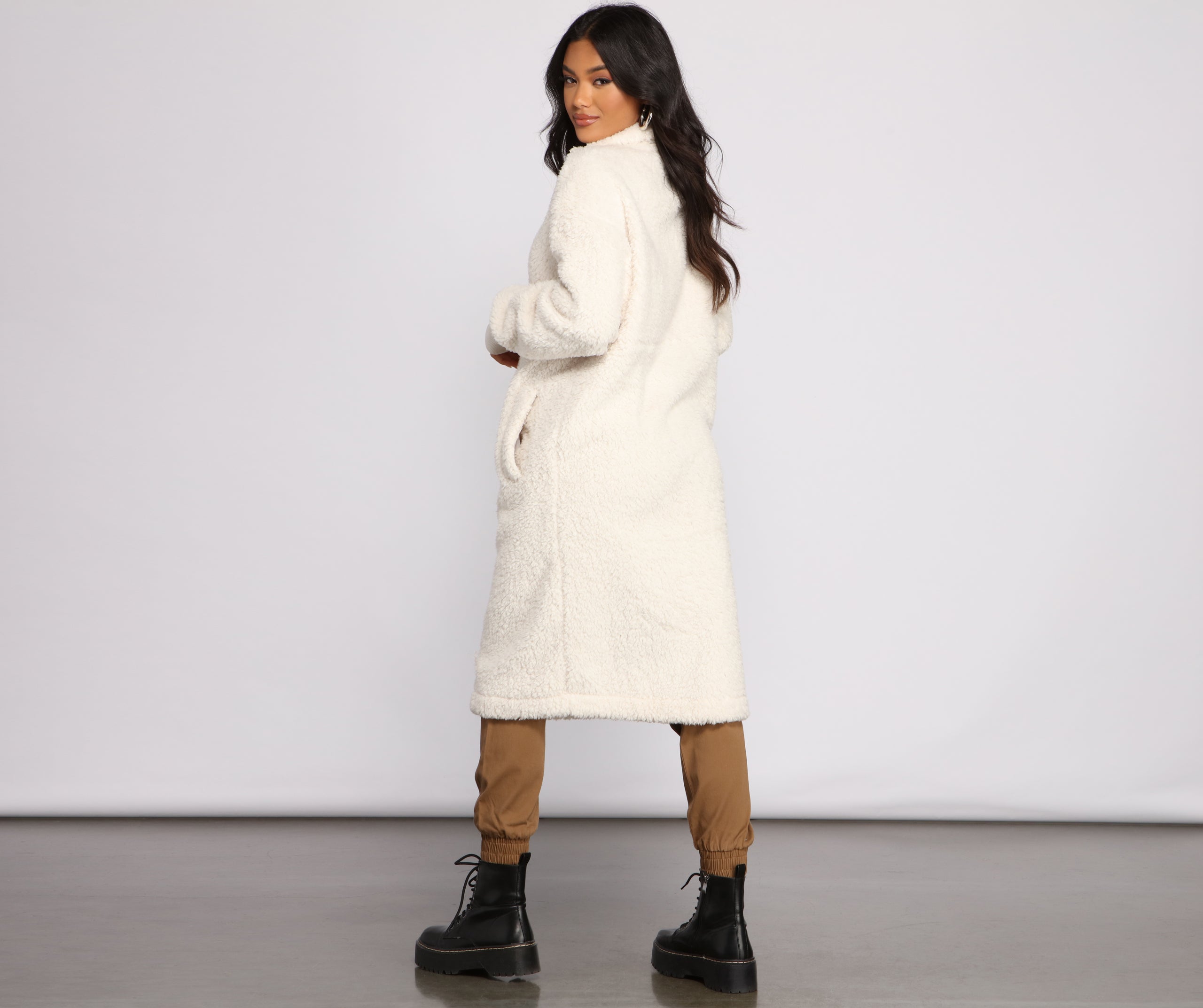 Chic and Cozy Oversized Teddy Trench Coat