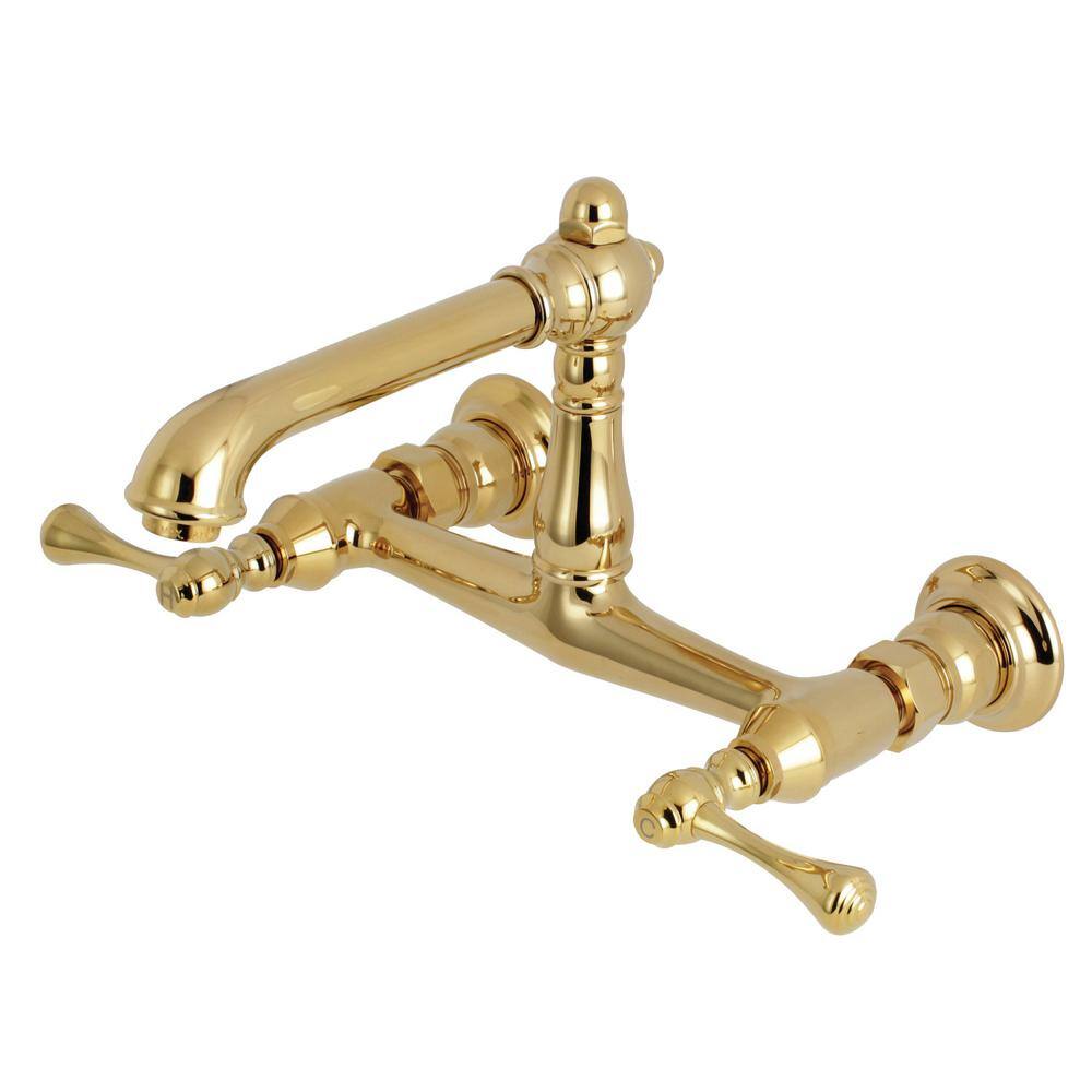 Kingston Brass English Country 2-Handle Wall-Mount Bathroom Faucets in Polished Brass HKS7242BL