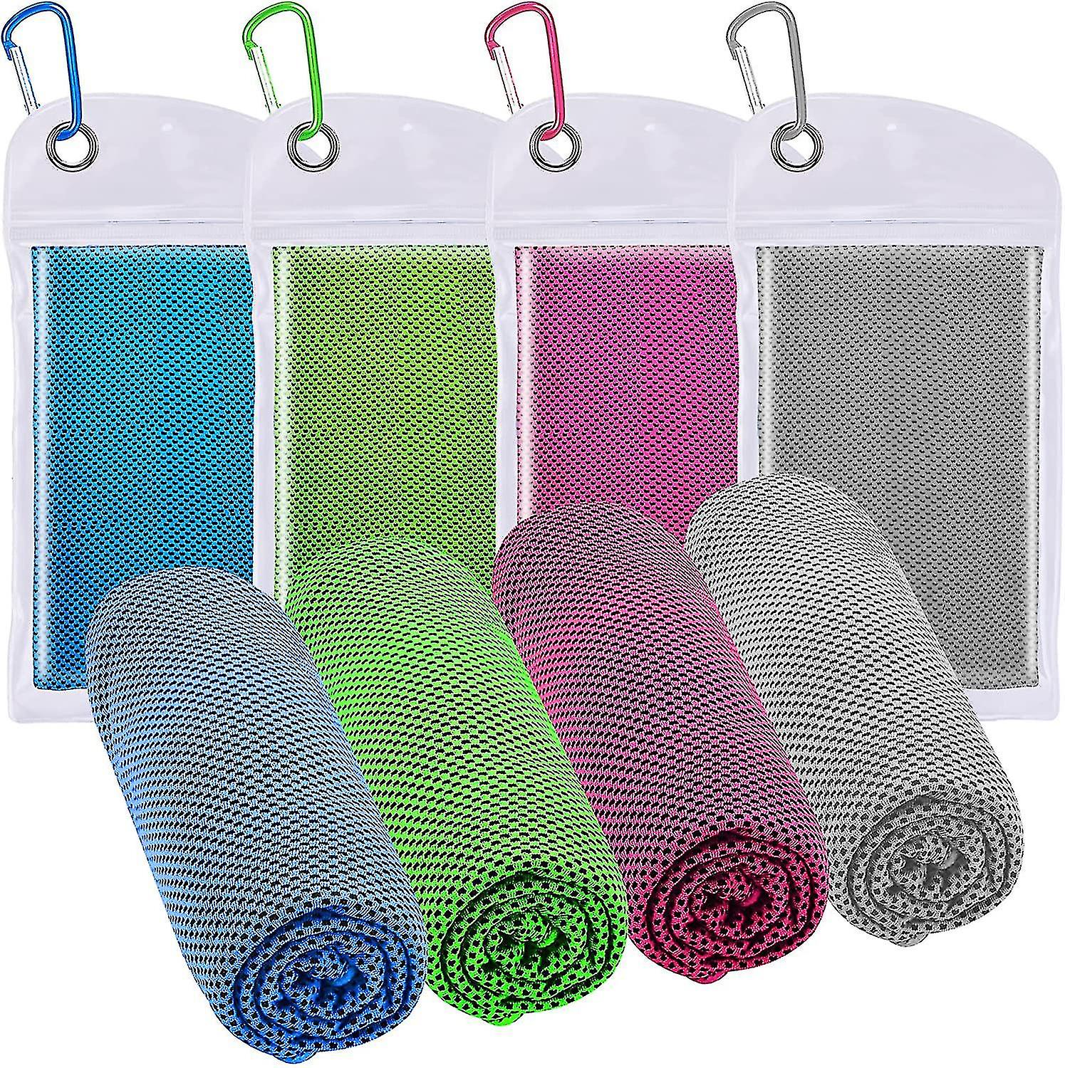 Lanhu Cooling Towel (30*100cm)， [4-pack] Ice Towel， Microfiber Cooling Towel For Yoga， Fitness (blue/green/rose/grey)