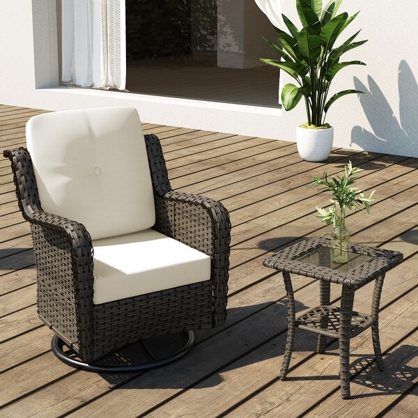 Outdoor Rattan Swivel Gliders Rocking Chair