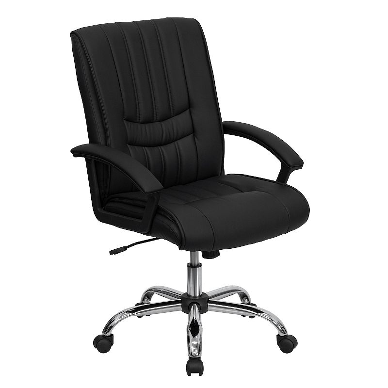 Emma and Oliver Mid-Back Black LeatherSoft Swivel Manager's Office Chair with Arms