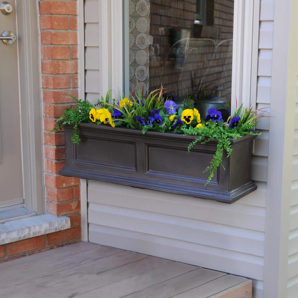 Mayne Fairfield 36 in. x 11 in. Self-Watering Espresso Polyethylene Window Box 5822-ES