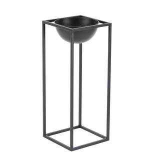 Litton Lane 28 in. x 13 in. Black Metal Modern Planter (Set of 3) 36732