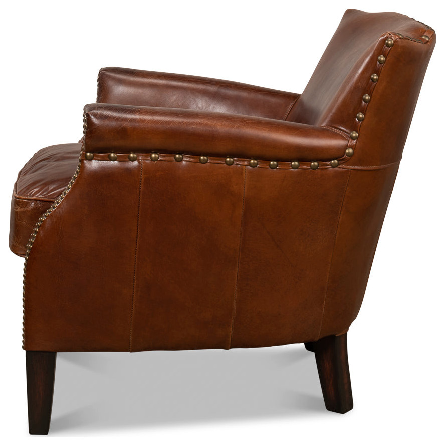 Topeka Leather Club Chair   Transitional   Side Tables And End Tables   by Sideboards and Things  Houzz