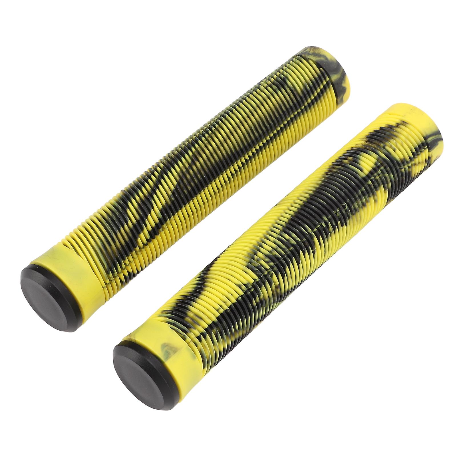 1 Pair 16cm Bike Handlebar Grips Soft Tpe Rubber Anti Slip Handle Grips For Fixed Gear Bicycleyellow Black