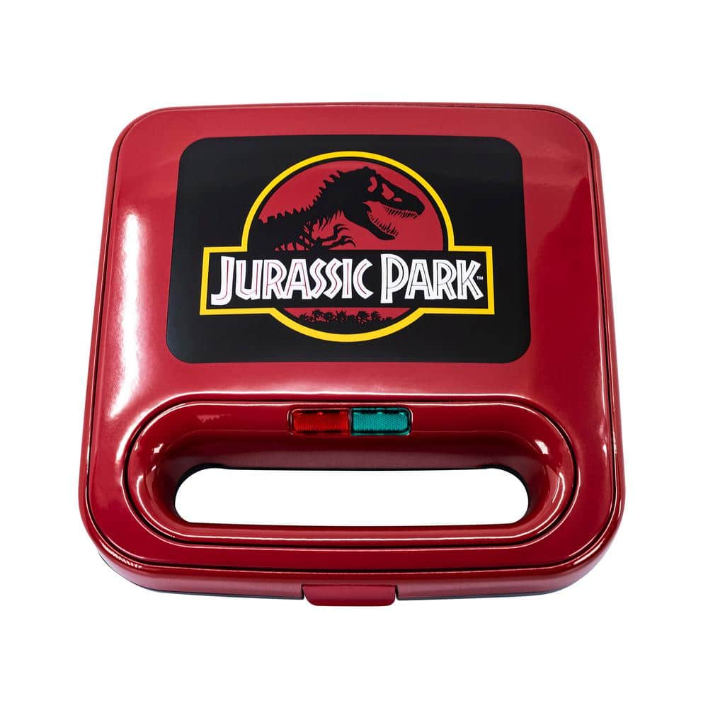 Uncanny Brands Red 900W Jurassic Park Grilled Grilled Cheese Sandwich Maker PP-JUR-JP