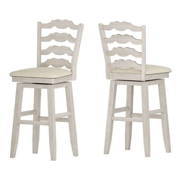 Sheena French Ladder Back Bar Height Swivel Stool， Antique White