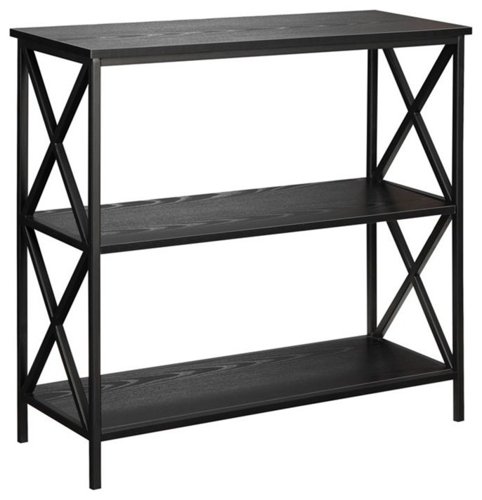 Scranton  ampCo 2 Shelf Bookcase in Black   Transitional   Bookcases   by Homesquare  Houzz