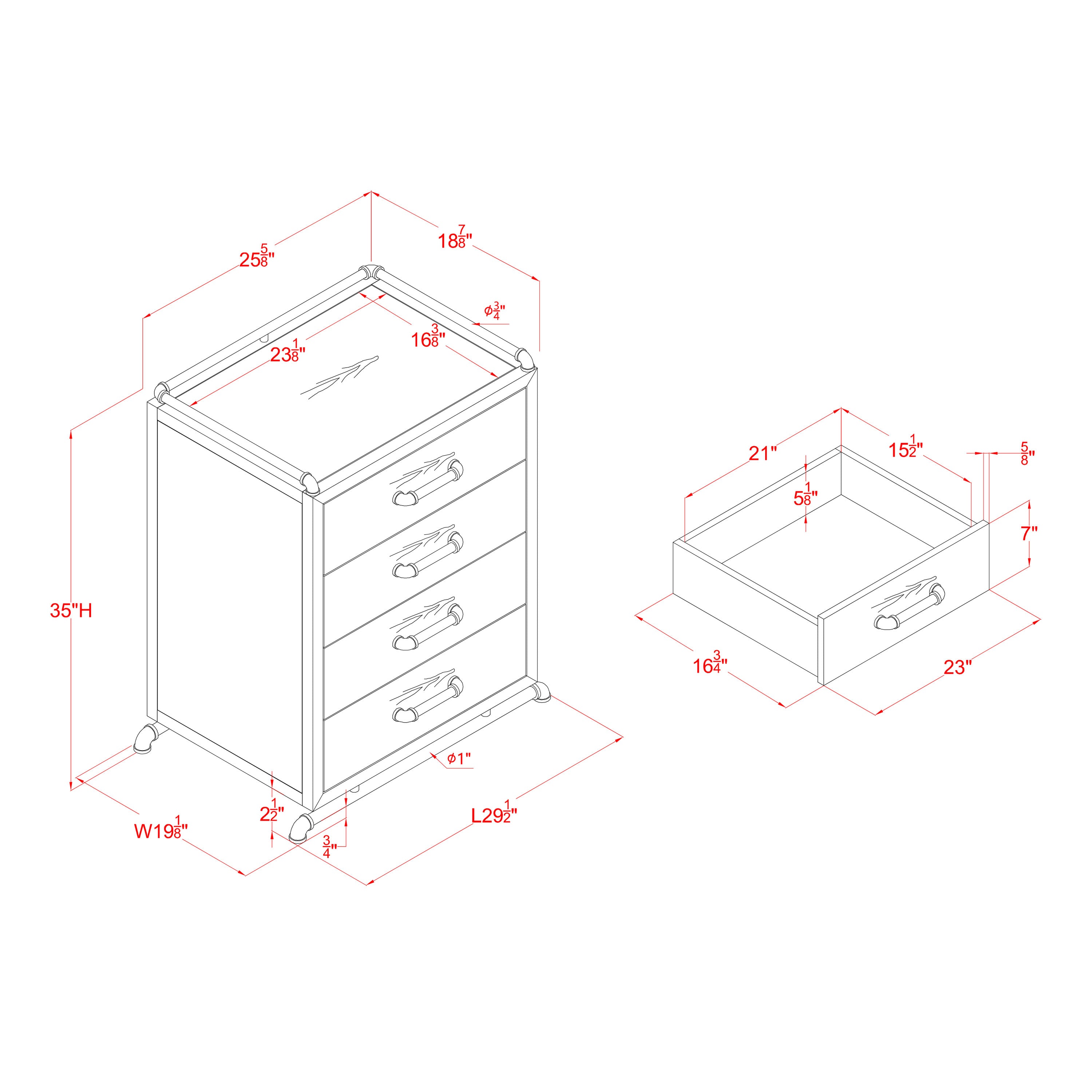 Furniture of America Clim 4-Drawer Chest, Natural and Sand Black