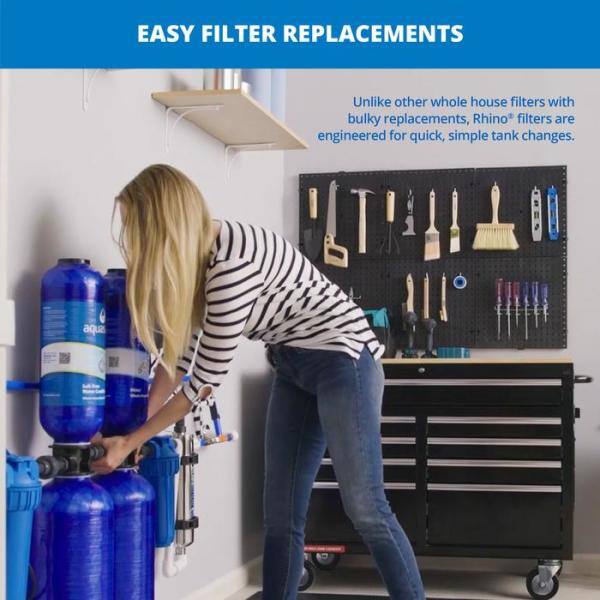 Aquasana Rhino Series 6-Stage 1000000 Gal. Whole House Water Filtration System with Whole House Salt-Free Water Conditioner THD-1000-BUNDLE