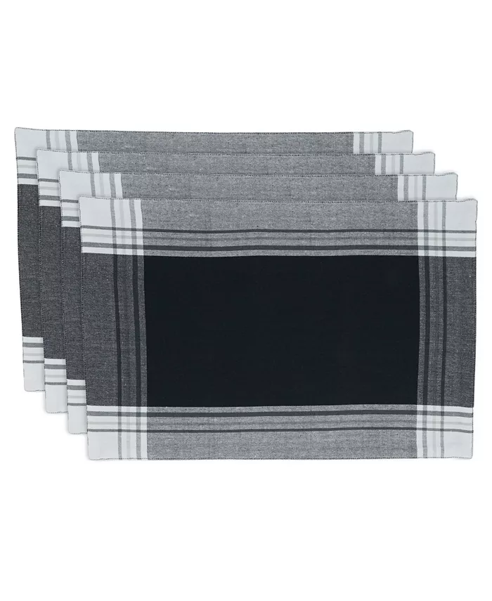 Saro Lifestyle Striped Border Design Placemats Set of 4 19 x 13