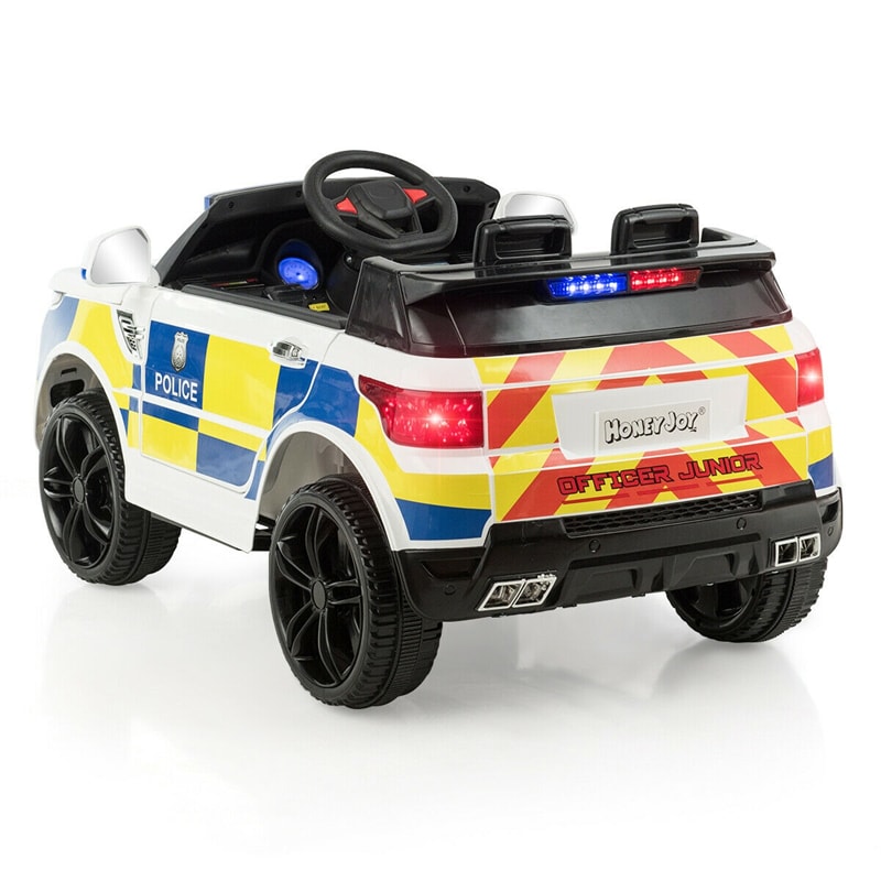 Kids Ride On Police Car 12V Battery Powered Electric Riding Toy Truck Car with LED Siren Flashing Light