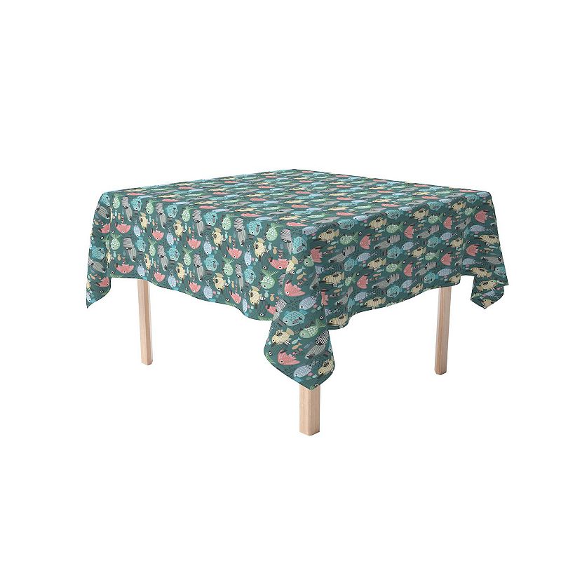 Square Tablecloth， 100% Polyester， 54x54， Abstract Fish