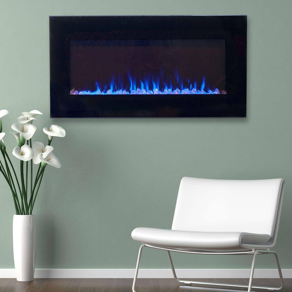 Northwest 36 in. LED Fire and Ice Electric Fireplace with Remote in Black 80-2000A-36