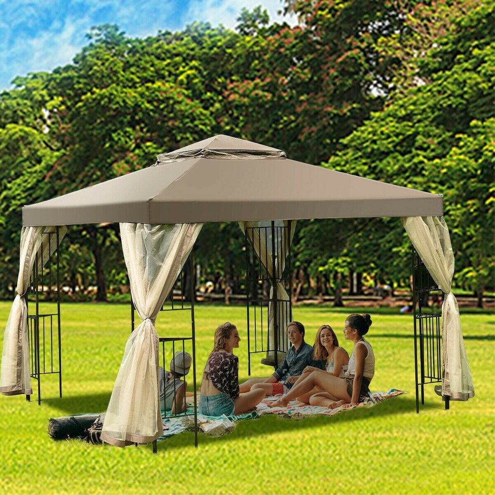 Costway Outdoor 10'x10' Gazebo Canopy Shelter Awning Tent Patio
