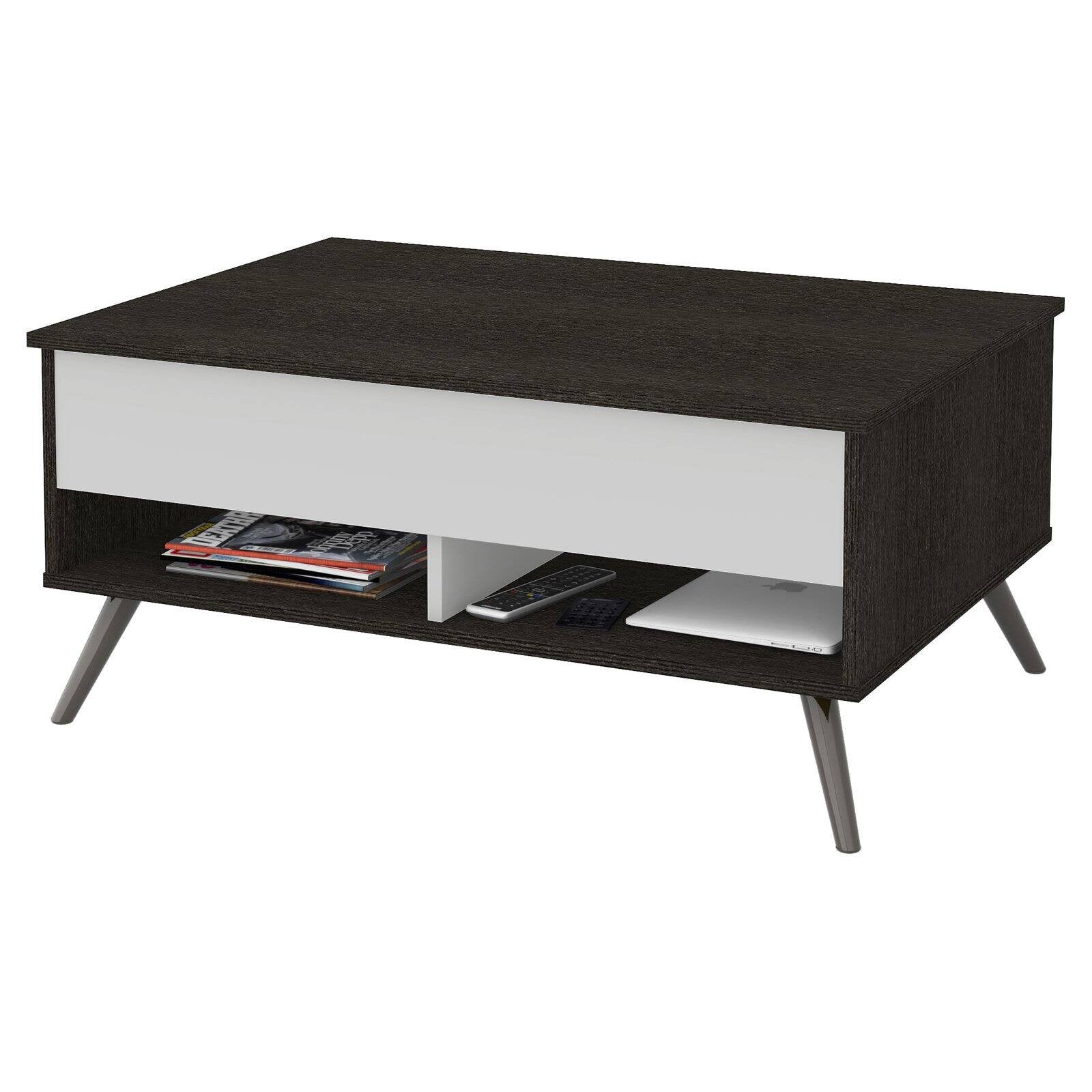 Bestar Krom 38 W 37 Lift-Top Coffee Table with Metal Legs in White