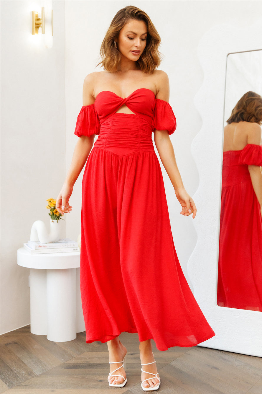 Nightly Dates Midi Dress Red