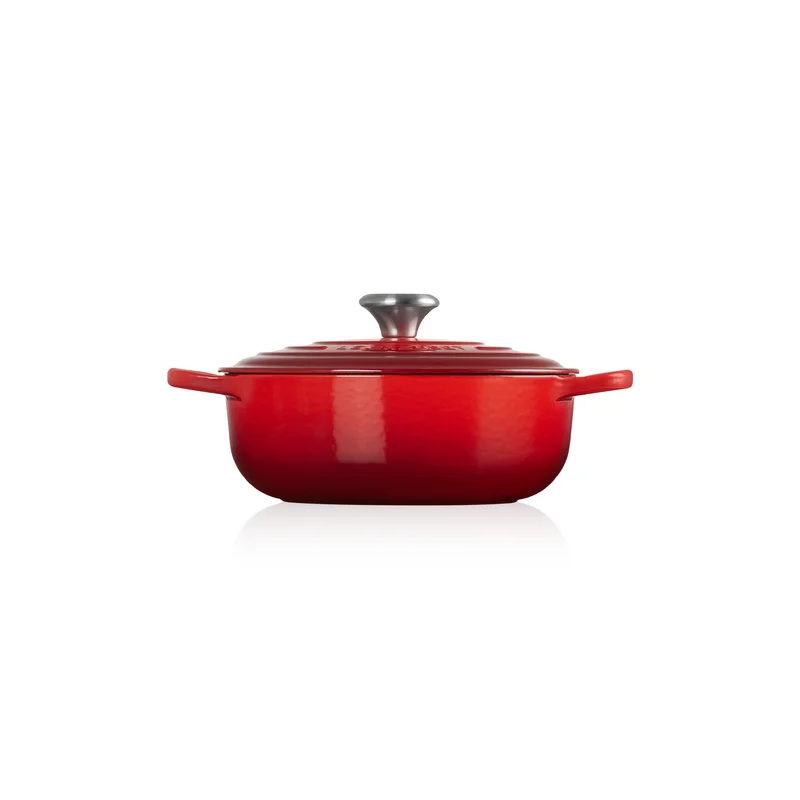 Le Creuset LS2598-2467SS Enameled Cast Iron Signature Sauteuse Oven， 3.5 qt， Cerise