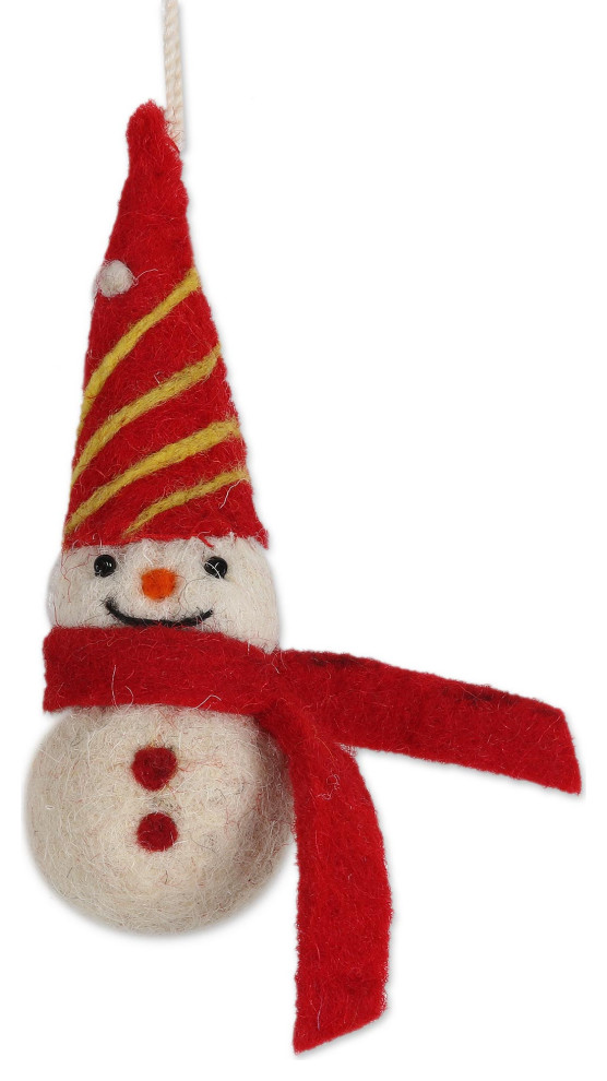 Novica Handmade Silly Snowmen Wool Felt Ornaments (Set Of 6)   Christmas Ornaments   by NOVICA  Houzz