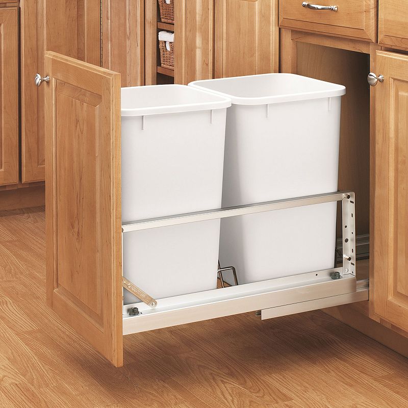 Rev-A-Shelf Double Pull Out Kitchen Cabinet 27 Qt Trash Can， 5349-1527DM-2