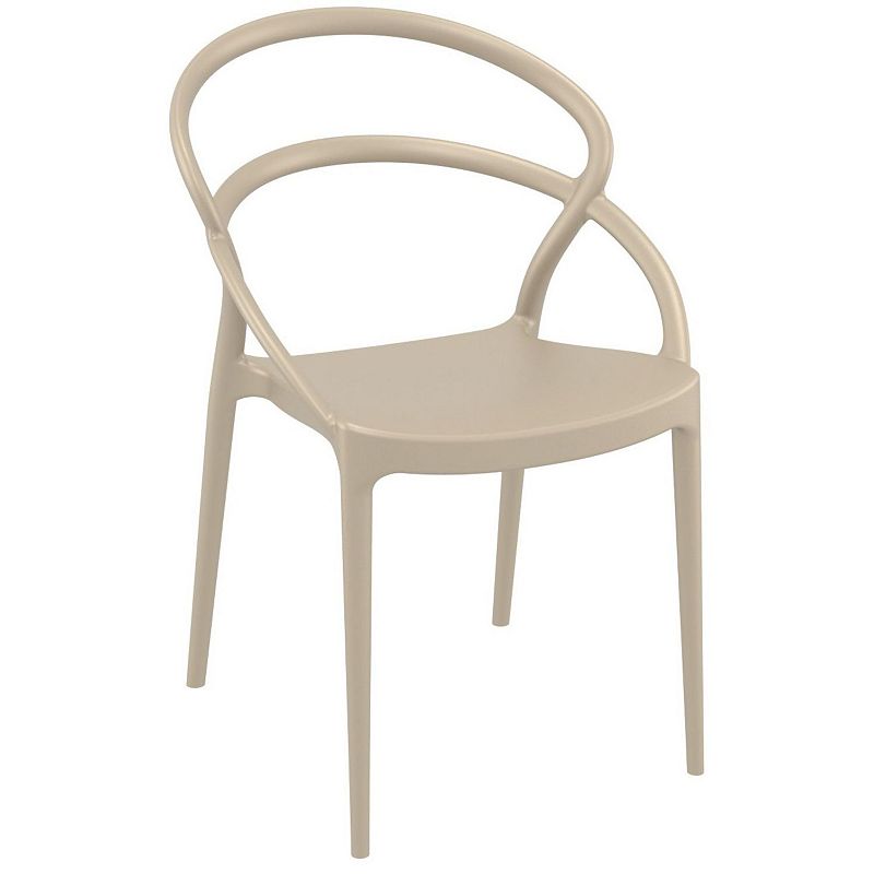 32.25 Taupe Outdoor Patio Round Dining Chair