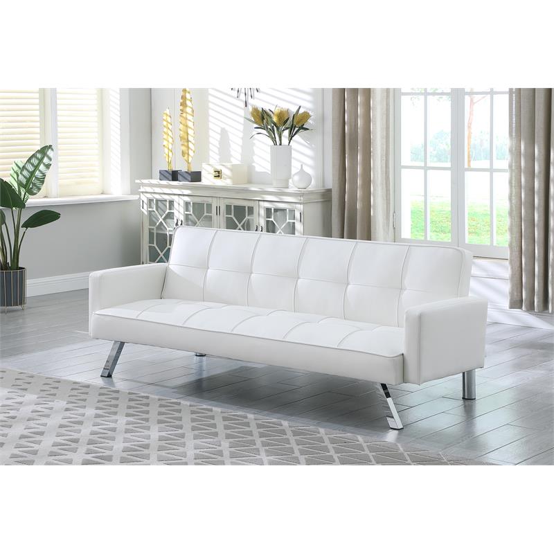 Carolina Classics Nario Convertible Leatherette Sleeper Sofa in White