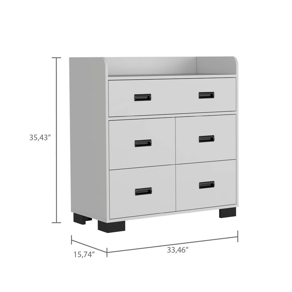 Minimalist Style 5 Drawer Rectangle Dresser  Superior Top  Storage Organizer Dresser  Accent Chests of Drawers for Bedroom