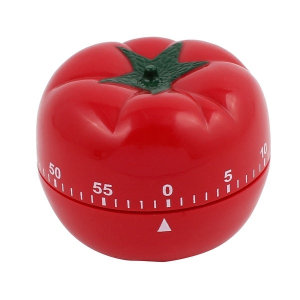 2.8x2.8x2.2-Inch 60 Minutes Mechanical Kitchen Tomato Timer Durable Plastic - Red