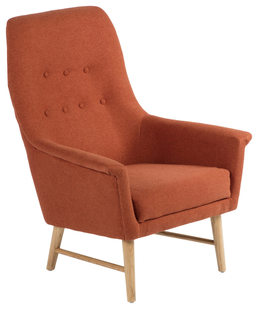 Gaston Chair  Orange and Wood   Transitional   Armchairs And Accent Chairs   by Galla Home  Houzz