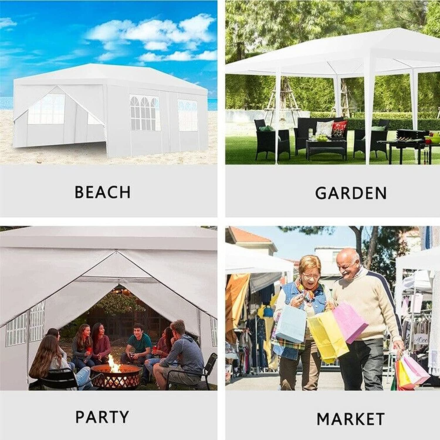 Dayplus 10'X10' Party Tent Outdoor PE Garden Gazebo Marquee Canopy Awning With Full Sidewall