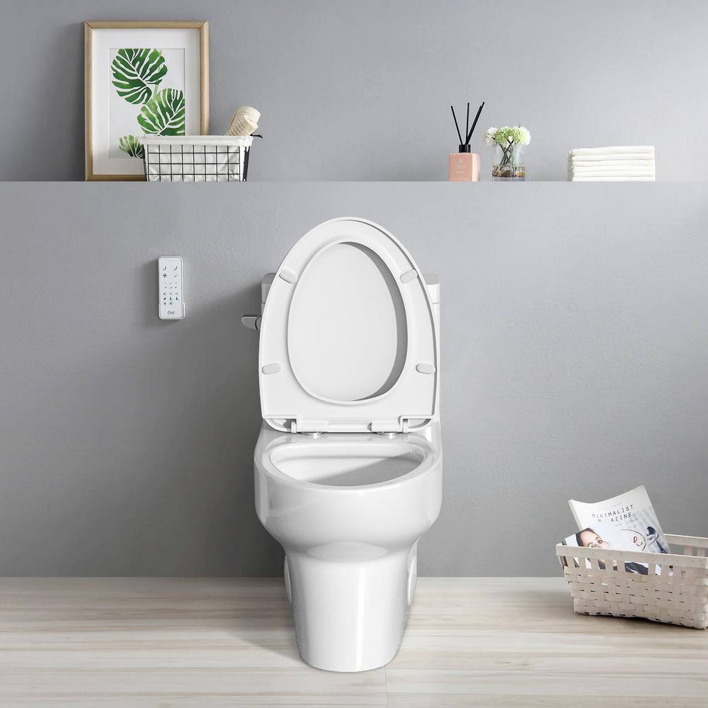 ANGELES HOME One-Piece 1.28 GPF Single Flush Round Bowl Ceramic Toilet with Soft Clsoing Seat in White W12438CK196