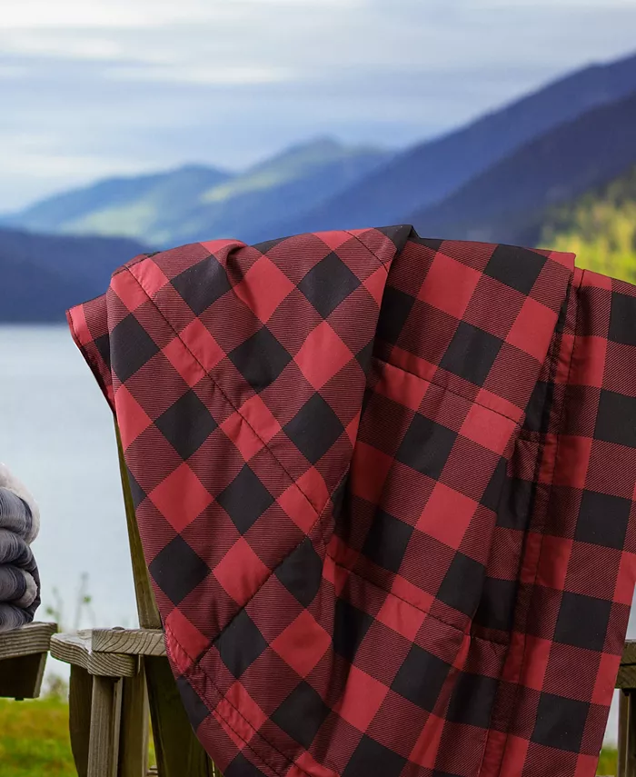 Eddie Bauer CLOSEOUT! Mountain Plaid Red Down Alternative Reversible Blanket， Twin