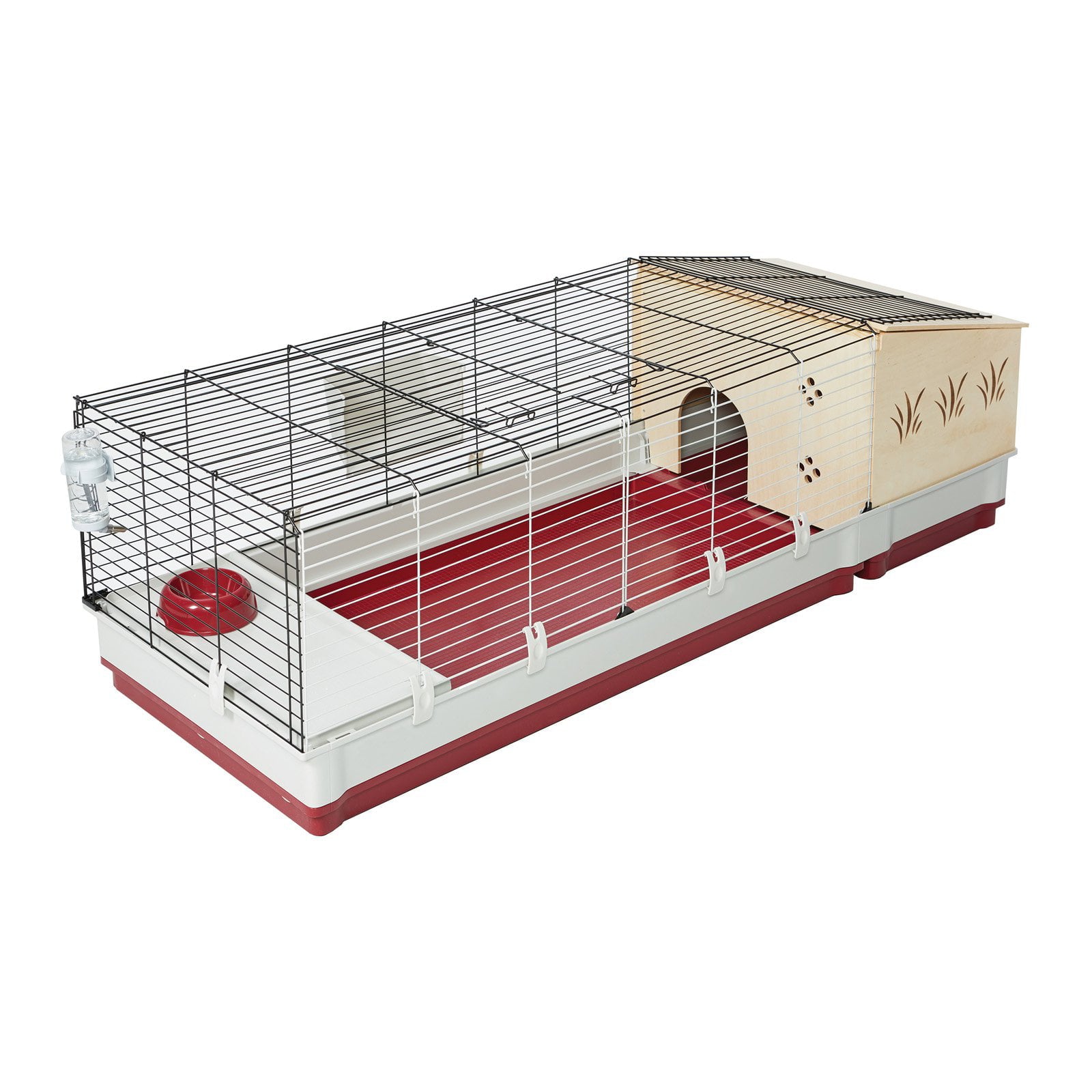 Midwest Homes for Pets Deluxe Rabbit and Guinea Pig Cage， X-Large， White and Red