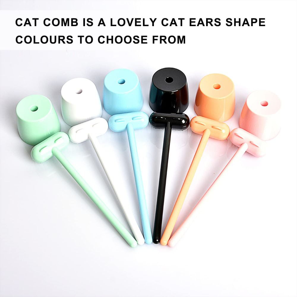 Cat Massager Brush Toys Cute Cat Brush with a Display Stand, Scratching Can Get to Hard to Reach Areas,Washable Grooming Cat Comb,Hair removal cat scratcher toy White