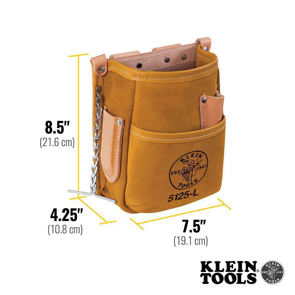 Klein Tools Pocket Tool Pouch with Tape Thong Leather 5125L