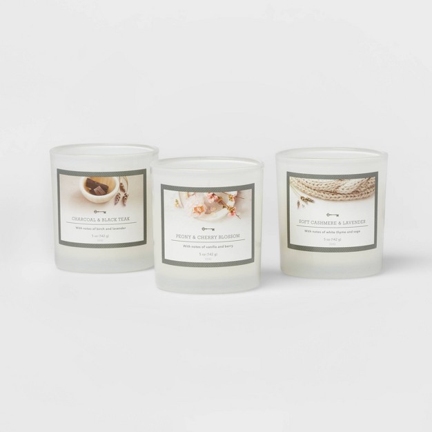 3pk Milky Glass Candle Gift Set White