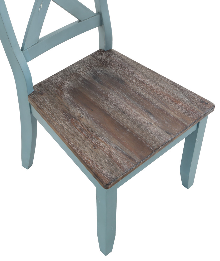 Bar Harbor Blue Blue Crossback Dining Chairs  Set of 2   Farmhouse   Dining Chairs   by Coast to Coast Imports  LLC  Houzz